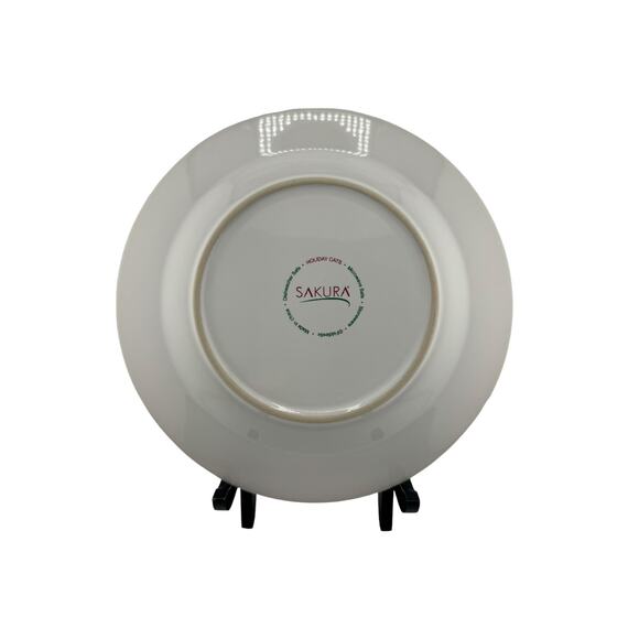 Vintage Sakura Fiddlestix Holiday Cats Stoneware Salad Plates Set of 4 - Picture 6 of 6